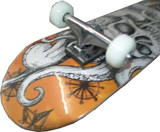 Skateboard Little Wheels Orange Logo Skull